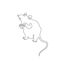 Rat continuous line drawing, Chinese Zodiac Sign Year of Rat, Happy Chinese New Year 2020 year of the rat, decorations for greeting card, logo, posters, print, tattoo, single line on white background.
