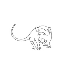 Rat continuous line drawing, Chinese Zodiac Sign Year of Rat, Happy Chinese New Year 2020 year of the rat, decorations for greeting card, logo, posters, print, tattoo, single line on white background.
