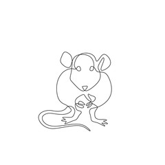 Rat continuous line drawing, Chinese Zodiac Sign Year of Rat, Happy Chinese New Year 2020 year of the rat, decorations for greeting card, logo, posters, print, tattoo, single line on white background.