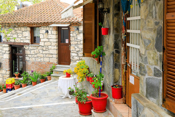 Fototapeta na wymiar Dorfplatz von Rapsani in Griechenland
