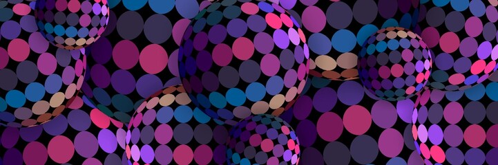 Purple blue pink mosaic spheres close up wallpaper. Trendy 3d background.