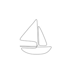 Sailboat continuous line drawing, yacht, sailing boat silhouette single line on a white background, isolated vector illustration, tattoo, print and logo design.