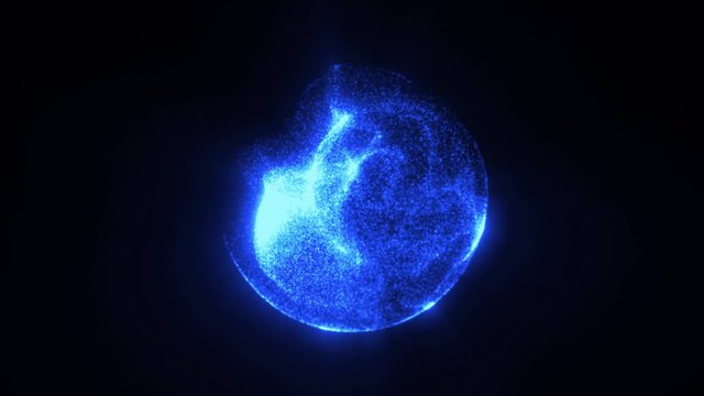 Abstract Plasma Star SPhere With Fractal Particles Loop/ 4k animation of an abstract background with star core and elegant fractal fluid particles seamless looping