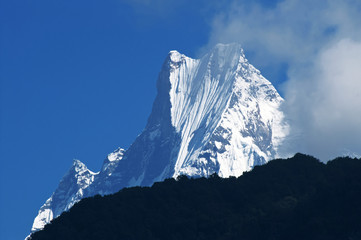 Machapuchare or Fishtail peak. it is a mountain in the Annapurna Himal of north central Nepal