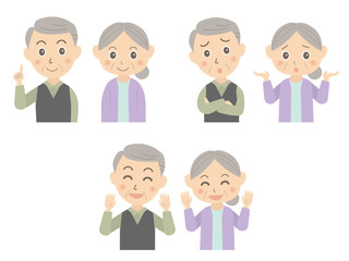 老夫婦　表情セット　上半身