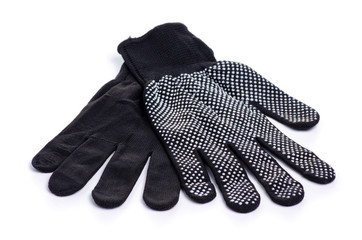 Black work glove on white background isolation