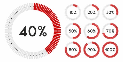 Percentage sign icon set vector,from 10 to 100