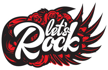 Vector illustration with calligraphic inscription Lets Rock
