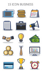 business icon set with flat design concept