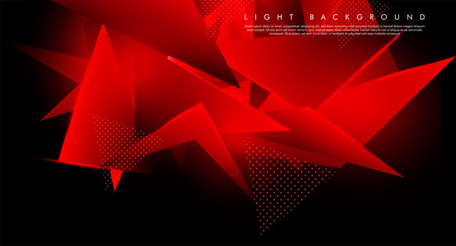 Triangular background. Abstract composition of 3D triangles. Modern geometric red background insulated black
