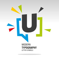 U modern typography letter symbol colorful sign icon sticker © simbos