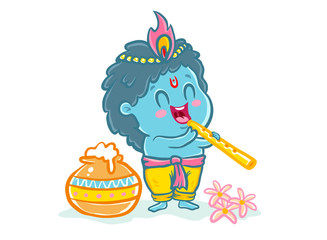 Little Krishna in kawaii style.