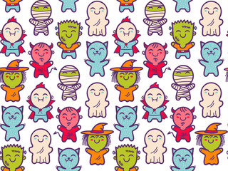 Obraz premium pattern with children in costumes for Halloween