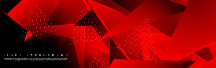 Triangular background. Abstract composition of 3D triangles. Modern geometric red background insulated black