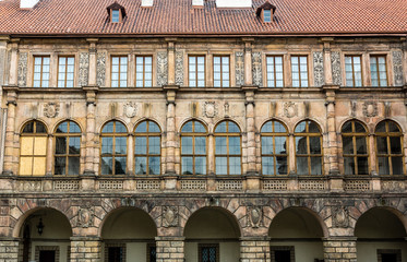 Ancient stone castle facade, Europe