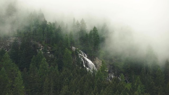 Austria,  Clouds In The Mountain, Waterfall In Forest,  Beautiful nature of Tirol, Alps, Austria