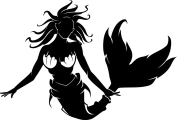Mermaid Front View Silhouette