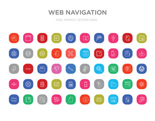 50 web navigation colorful outline icons set. can be use for web mobile