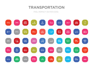 Fototapeta na wymiar 50 transportation colorful outline icons set. can be use for web mobile