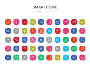 50 smarthome colorful outline icons set. can be use for web mobile