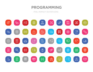 50 programming colorful outline icons set. can be use for web mobile