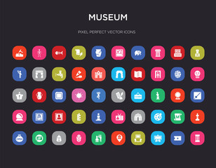 50 museum colorful icons set. can be use for web mobile