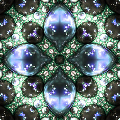 Glossy dark fractal bubbles, digital artwork for creative graphi