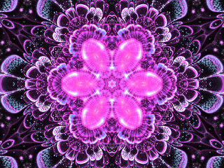 Pink fractal flower with pollen, digital artwork for creative gr