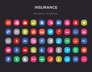 50 insurance colorful icons set. can be use for web mobile