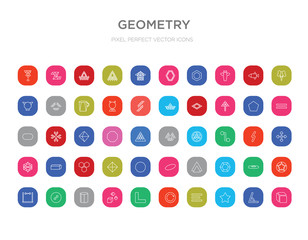50 geometry colorful outline icons set. can be use for web mobile
