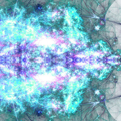 Light symmetrical fractal pattern, digital artwork for creative graphic design