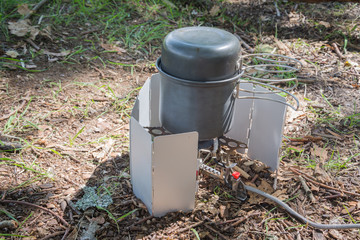 Cooking on a camping trip