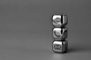 Contact us icon on metal cube for futuristic style - 284550566