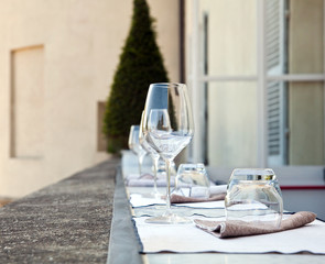 Row of empty glasses