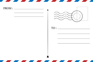 Blank vintage post card template with stamp.vector illustration