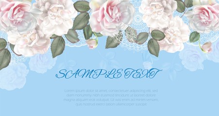 Floral background with rose and lace - vector