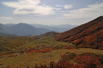 landscape with mountains and blue sky