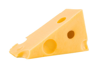 pieces of tasty yellow cheese isolated on white background