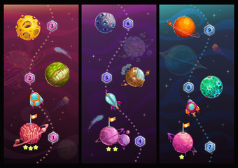 Rocket space trip concept. Galaxy game design. © lilu330