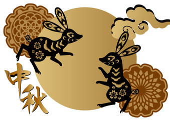 中秋節-月夜と月餅の背景