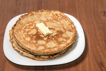 Pancakes with butter for breakfast or snack