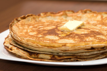 Pancakes with butter for breakfast or snack