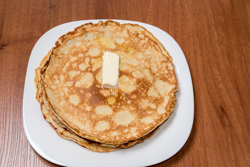 Pancakes with butter for breakfast or snack