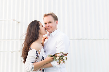 Young happy Interracial couple with happy moment.