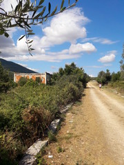 Turista solitaria che passeggia in estate