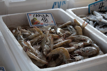 Early morning in a small fish market in Greece