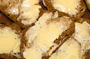 Rye brown bread with butter