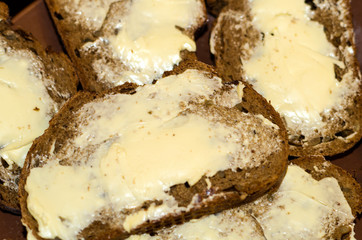 Rye brown bread with butter