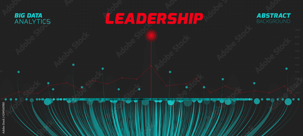 Aufkleber big data visualization with lines and dots array. leadership concept