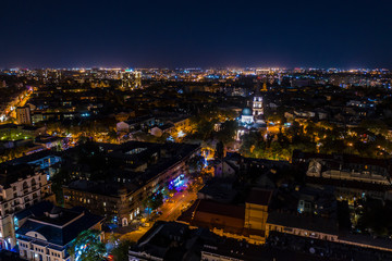 Fototapeta na wymiar Aerial view of night city, bird's eye view, Odessa, Ukraine